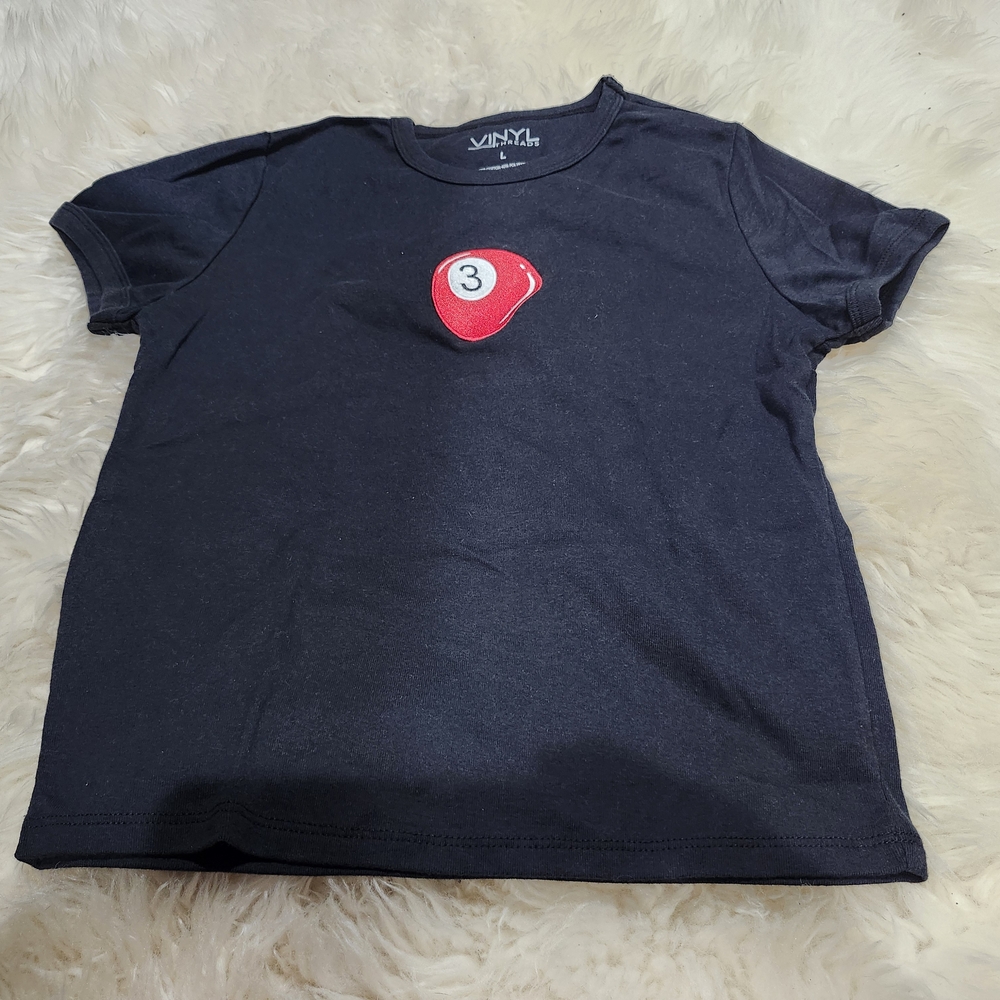 Vinyl Threads Black Pool Ball Tshirt Size Large